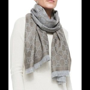 Gucci logo wool & silk scarf, NWT